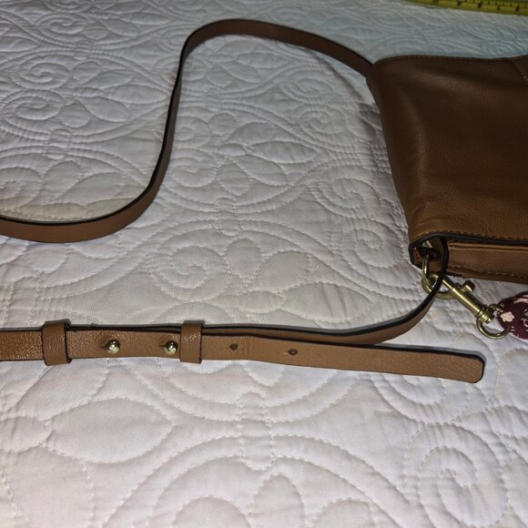 Lucky Brand Light Brown Leather Purse and/or Clutch with Decorative Tassel - Picture 10 of 16